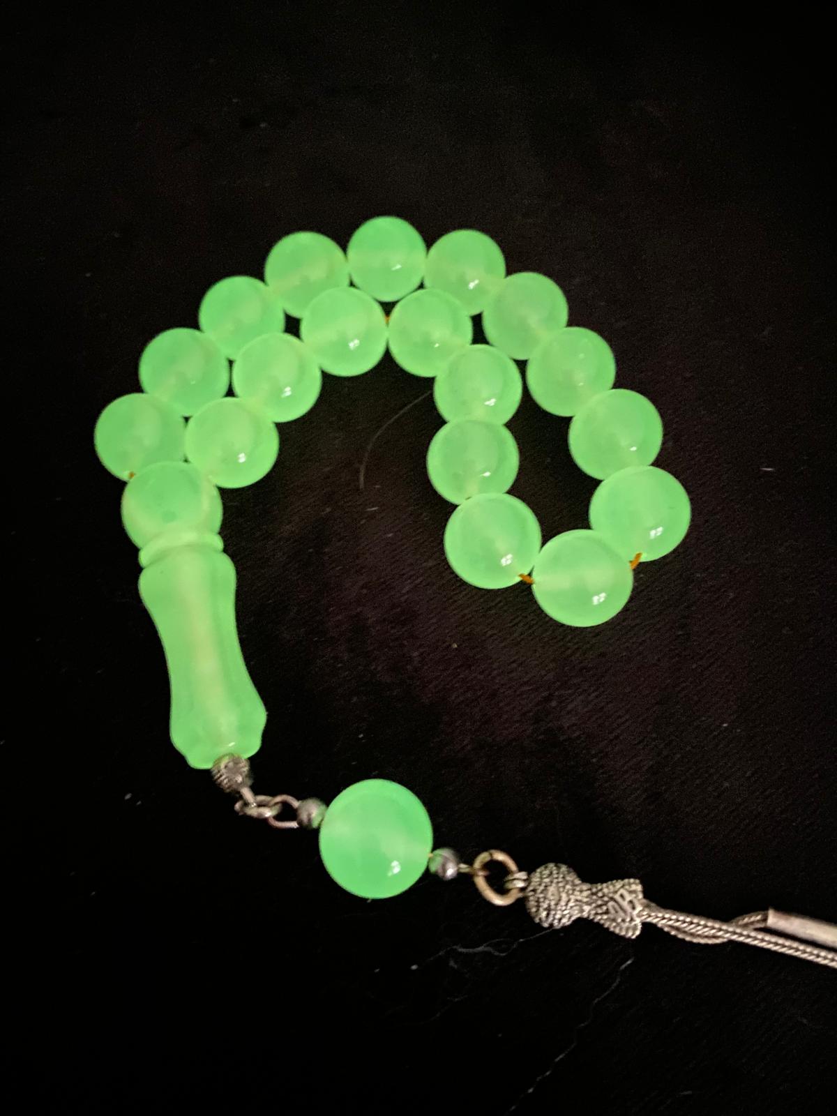 Fosforlu Beyaz Kedi Gözü Taşı 15mm Küre Kesim Efe Tesbih