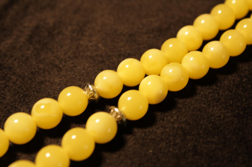 Beyrut Damla Kehribar 8mm Küre Kesim Tesbih (Gümüş V1)