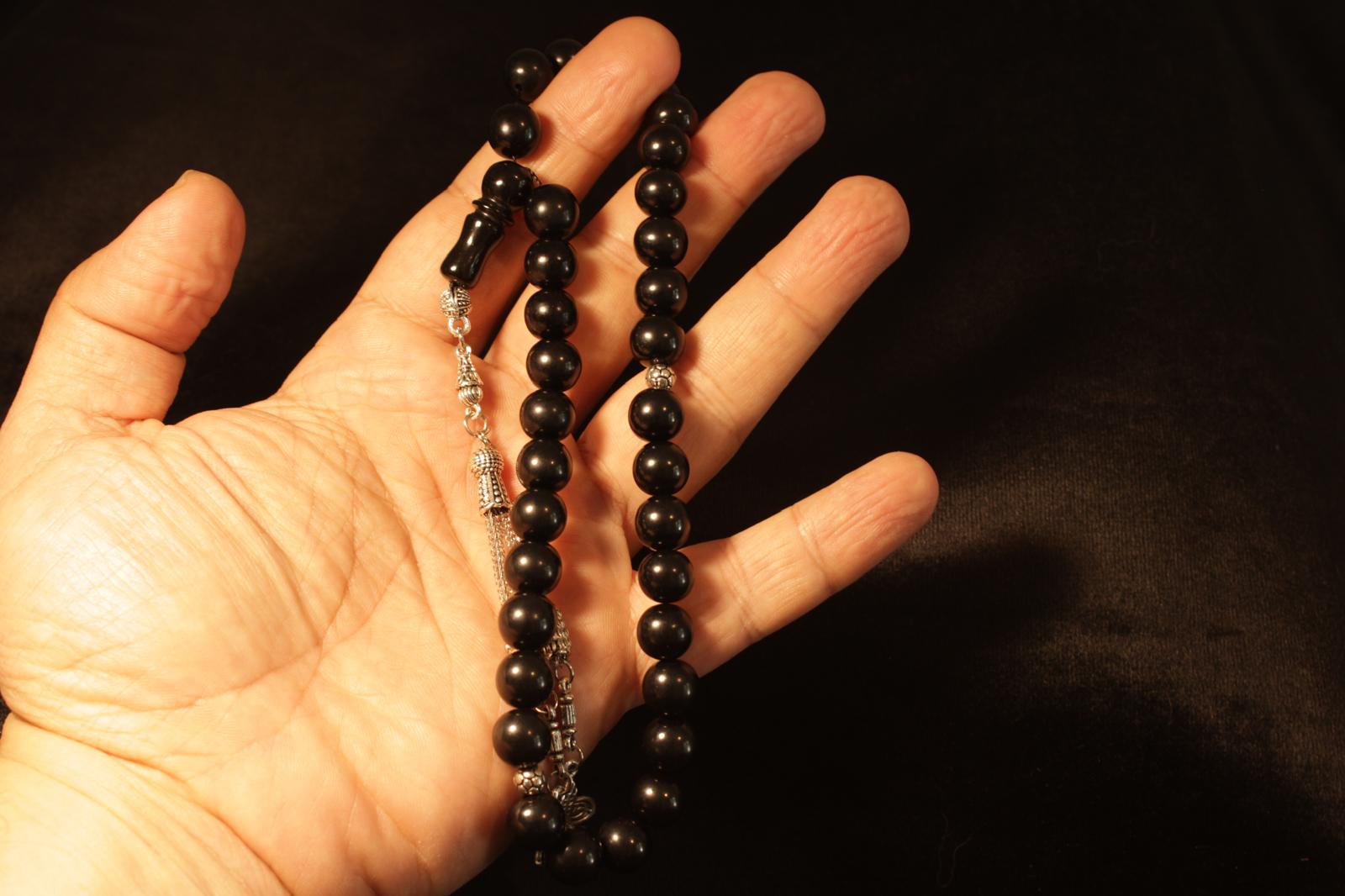 Oltu Taşı 10mm Küre Kesim Tesbih