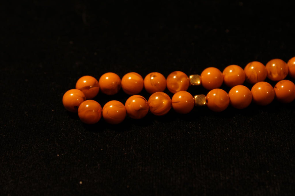 Sarı Sıkma Kehribar 8mm Küre Kesim Tesbih