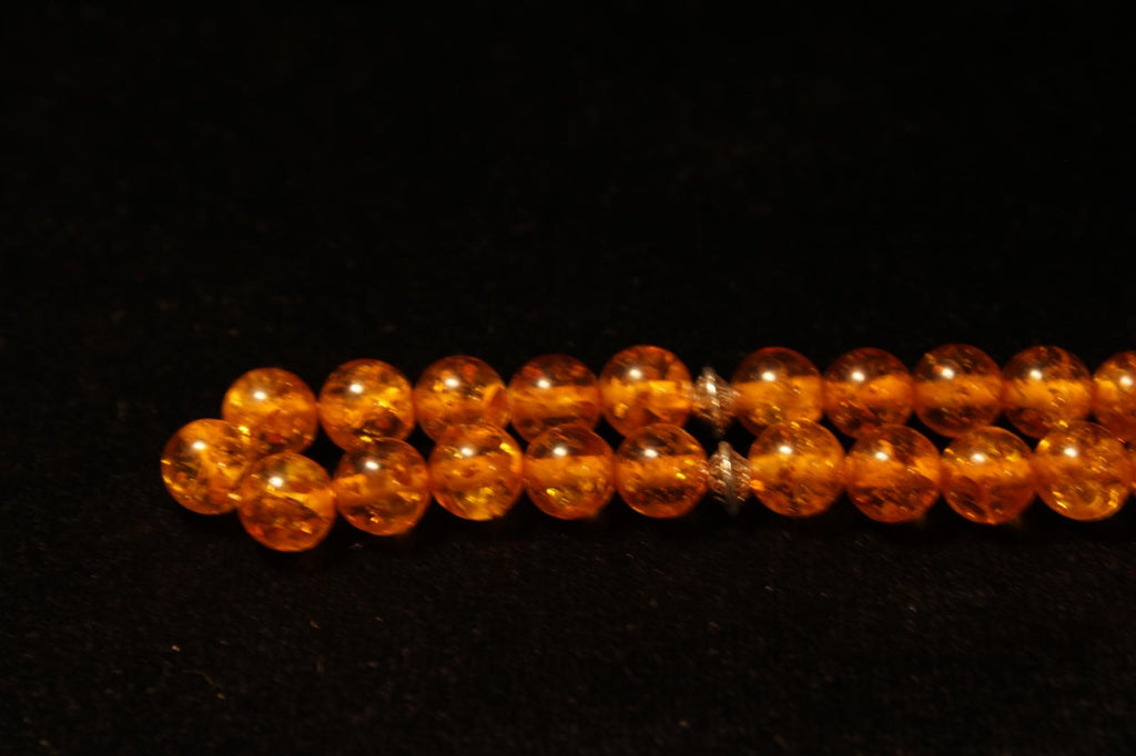 Bal Rengi Sıkma Kehribar 8mm Küre Kesim Tesbih